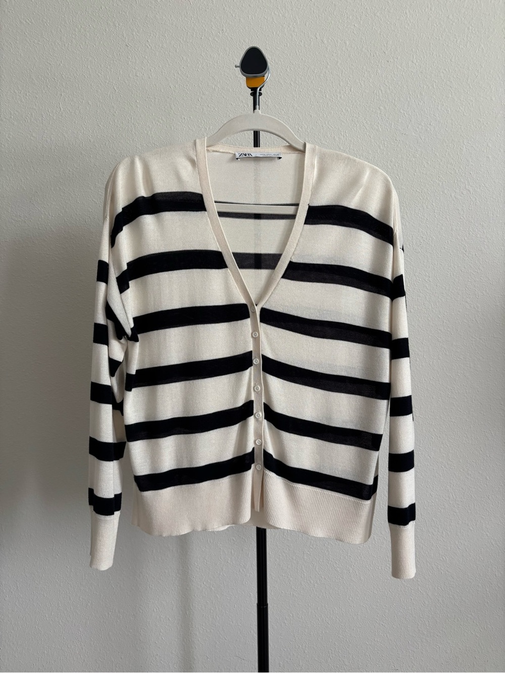 Zara Striped Knitted Top Long Sleeve Button-up Cardigan Size S